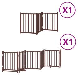 Barri&egrave;re de s&eacute;curit&eacute; pour chien animaux de compagnie porte pliable 9 panneaux bois de peuplier marr