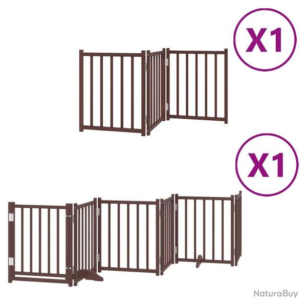 Barri�re de s�curit� pour chien animaux de compagnie porte pliable 9 panneaux bois de peuplier marr