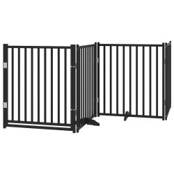 Barri&egrave;re de s&eacute;curit&eacute; pour chien animaux de compagnies avec porte 4 panneaux bois de sapin massif no