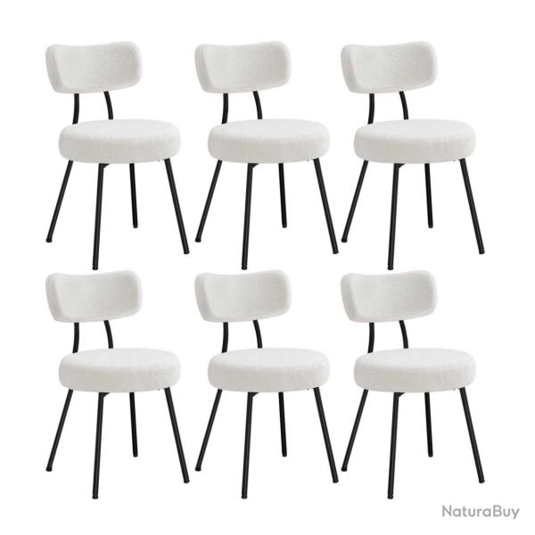 Chaises salle � manger lot de 6 tissu peluche dossier courb� chaises de cuisine rembourr�es cader e