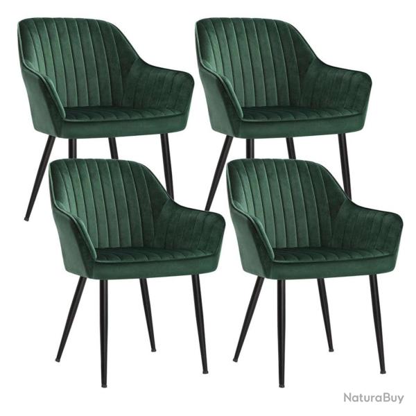Chaise de salle � manger lot de 4 fauteuil si�ge rembourr�e avec accoudoirs largeur d'assise 49 cm