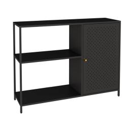 Armoire &eacute;tag&egrave;re 75 x 100 x 30 cm meuble de rangement m&eacute;tallique noir mat 03_0008919