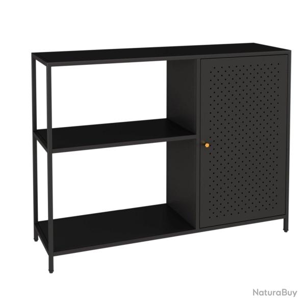 Armoire �tag�re 75 x 100 x 30 cm meuble de rangement m�tallique noir mat 03_0008919