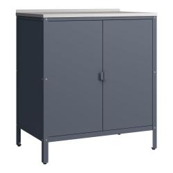 Armoire &eacute;tag&egrave;re meuble de rangement de jardin 92 x 80 x 50 cm acier laqu&eacute; gris mat 03_0008880