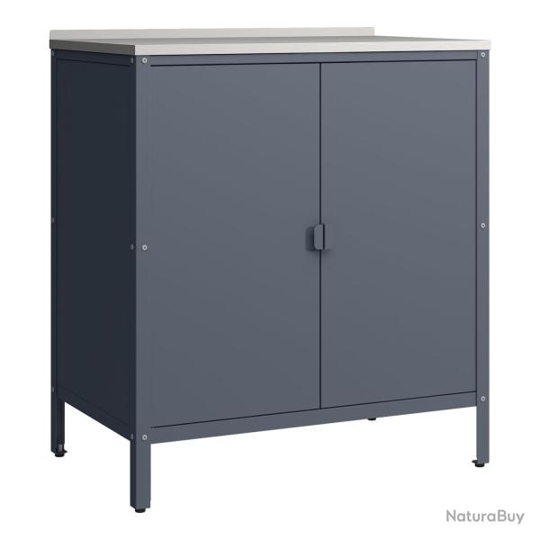 Armoire �tag�re meuble de rangement de jardin 92 x 80 x 50 cm acier laqu� gris mat 03_0008880