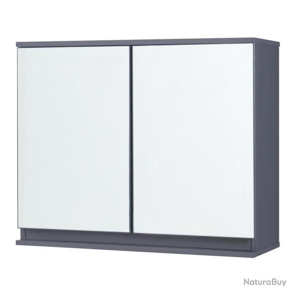Armoire �tag�re meuble de rangement 60 x 20 x 50 cm murale de salle de bains avec miroir gris 03_00