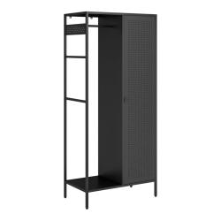 Armoire &eacute;tag&egrave;re 180 x 80 x 45 cm meuble de rangement de chambre avec 4 &eacute;tag&egrave;res acier noir 03_00088