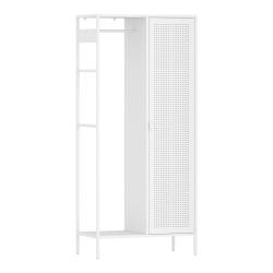 Armoire &eacute;tag&egrave;re meuble de rangement 180 x 80 x 45 cm de chambre avec 4 &eacute;tag&egrave;res acier blanc 03_0008