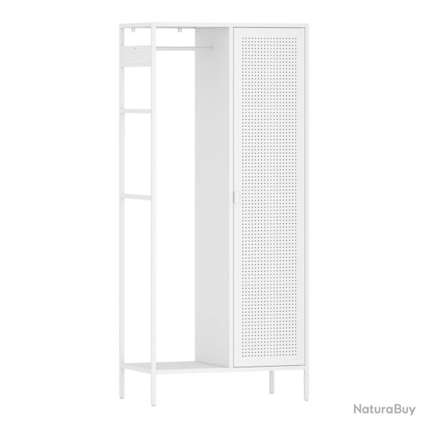 Armoire �tag�re meuble de rangement 180 x 80 x 45 cm de chambre avec 4 �tag�res acier blanc 03_0008