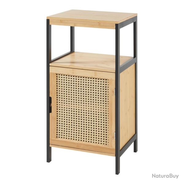 Armoire �tag�re 80 x 40 x 35 cm meuble de rangement de salle de bain MDF bambou rotin beige 03_0008