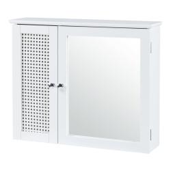 Armoire &eacute;tag&egrave;re meuble de rangement 50 x 60 x 15 cm murale de salle de bain avec miroir MDF PVC eff