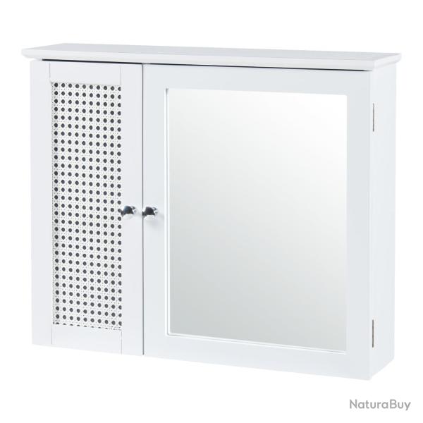 Armoire �tag�re meuble de rangement 50 x 60 x 15 cm murale de salle de bain avec miroir MDF PVC eff