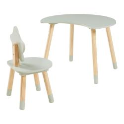 Bureau table poste de travail 44 x 60 x 50 cm pour enfant avec chaise vert menthe naturel 03_0009063