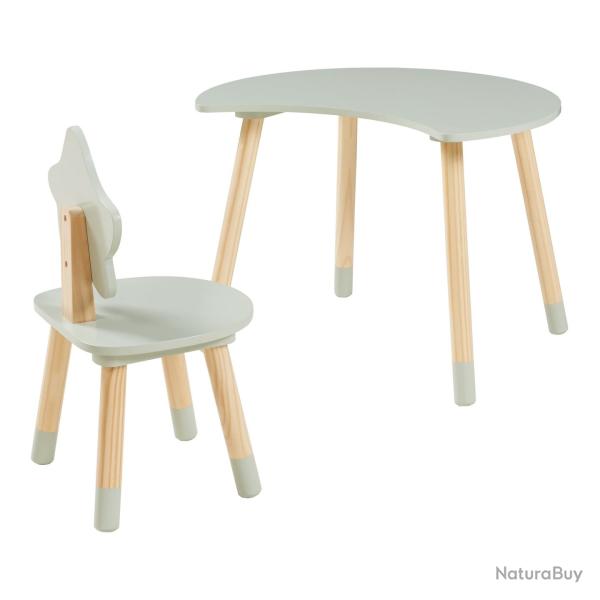 Bureau table poste de travail 44 x 60 x 50 cm pour enfant avec chaise vert menthe naturel 03_0009063
