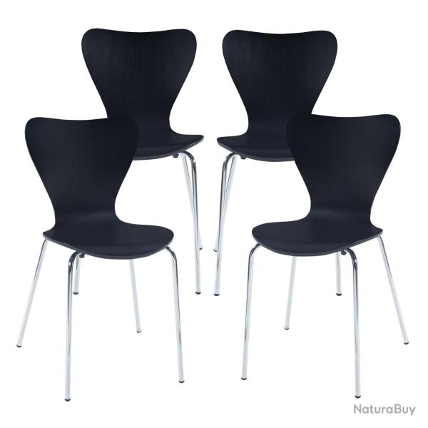 Lot de 4 chaises de salle � manger moderne design robuste noir / chrome 03_0009814