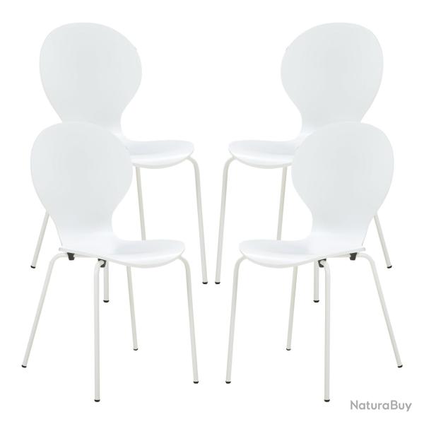 Lot de 4 chaises de salle � manger 85 x 48 x 50 cm moderne design robuste blanc 03_0009816