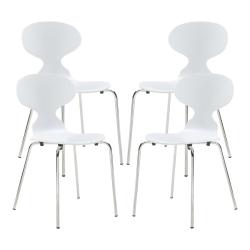 Lot de 4 chaises de salle &agrave; manger 80 x 47 x 48 cm moderne design robuste blanc / chrome 03_0009834