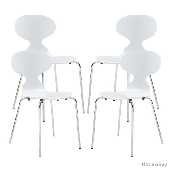 Lot de 4 chaises de salle � manger 80 x 47 x 48 cm moderne design robuste blanc / chrome 03_0009834