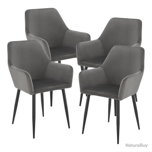 Lot de 4 chaises de salle � manger moderne design robuste 86 x 57 x 56 cm gris fonc� 03_0009832