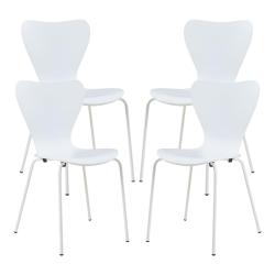 Lot de 4 chaises de salle &agrave; manger 80 x 48 x 45,5 cm moderne design robuste blanc 03_0009809