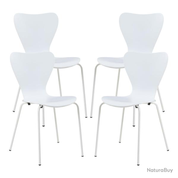 Lot de 4 chaises de salle � manger 80 x 48 x 45,5 cm moderne design robuste blanc 03_0009809