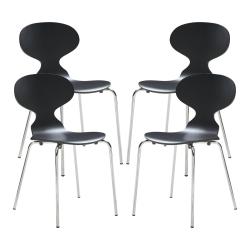 Lot de 4 chaises de salle &agrave; manger moderne design robuste noir / chrome 03_0009838