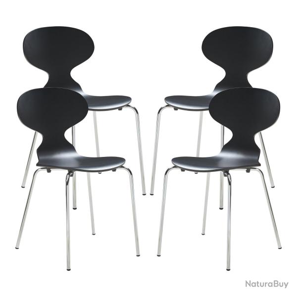 Lot de 4 chaises de salle � manger moderne design robuste noir / chrome 03_0009838