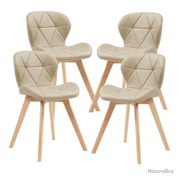 Lot de 4 chaises de salle � manger moderne design robuste 78 x 47 x 52 cm beige 03_0009842