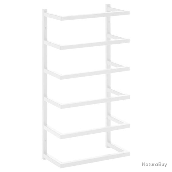 Porte-serviette salle de bain meuble 24x12x48 cm acier blanc 02_0005466