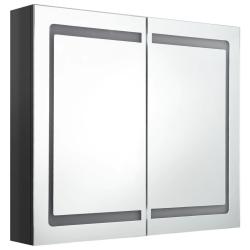 Armoire de salle de bain &agrave; miroir led 80 x 12 x 68 cm noir brillant 02_0006617
