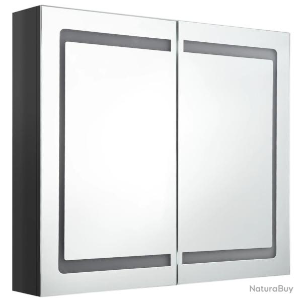 Armoire de salle de bain � miroir led 80 x 12 x 68 cm noir brillant 02_0006617