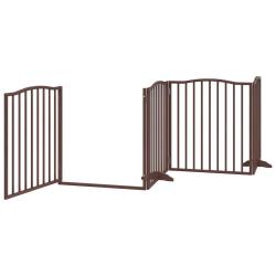 Barri&egrave;re de s&eacute;curit&eacute; pour chien animaux de compagnie avec porte pliable 6 panneaux bois peuplier ma