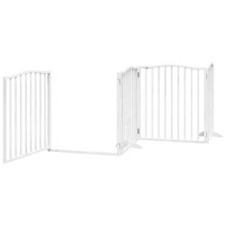 Barri&egrave;re de s&eacute;curit&eacute; pour chien animaux de compagnie porte pliable 10 panneaux bois de peuplier bla