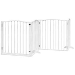 Barri&egrave;re de s&eacute;curit&eacute; pour chien animaux de compagnie porte pliable 8 panneaux bois peuplier blanc 0