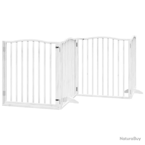 Barri�re de s�curit� pour chien animaux de compagnie porte pliable 8 panneaux bois peuplier blanc 0