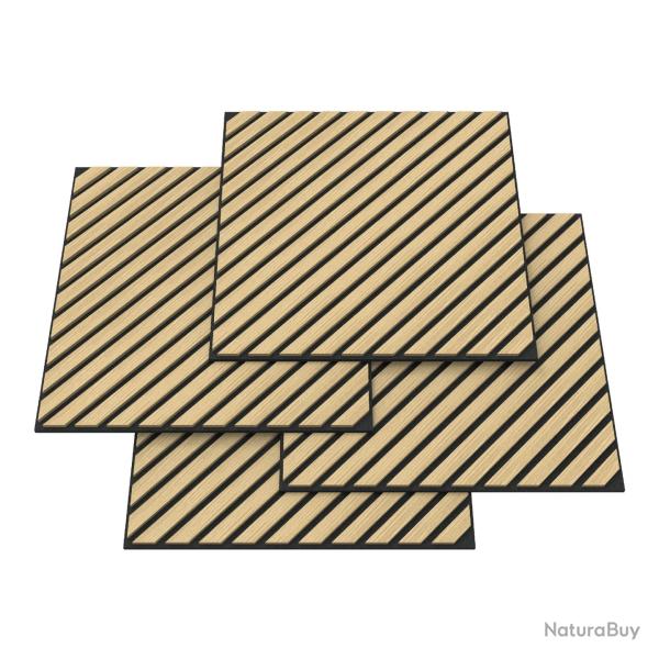 Lot de 4 panneaux acoustiques � lamelles en diagonale 1,44 m� effet ch�ne 03_0009862