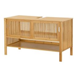 Meuble sous lavabo salle de bain rangement design bambou 60 x 100 x 45 cm naturel 03_0009979
