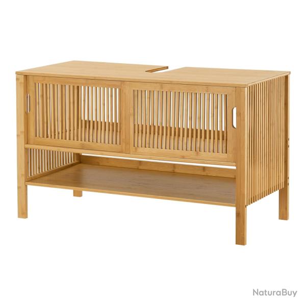 Meuble sous lavabo salle de bain rangement design bambou 60 x 100 x 45 cm naturel 03_0009979
