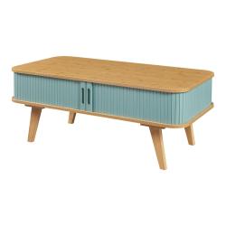 Table basse console d'appoint bambou 100 x 50 x 40 cm naturel bleu 03_0010867