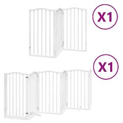 Barri&egrave;re de s&eacute;curit&eacute; pour chien animaux de compagnie porte pliable 9panneaux bois peuplier blanc 02