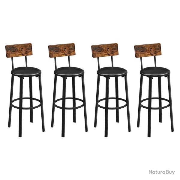Chaises de bar lot de 2 tabourets hauts si�ges rembourr�s 39 x 39 x 100 cm repose-pieds montage fac