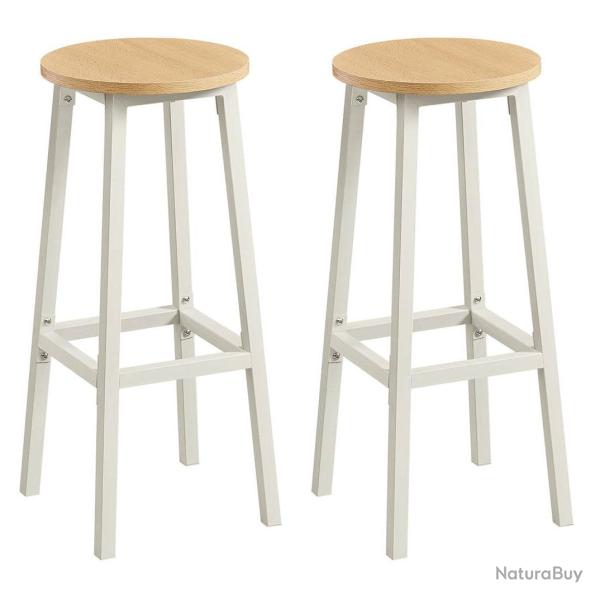 Tabourets de bar lot de 2 chaises si�ge haut cadre m�tallique montage facile hauteur 74 cm repose-p