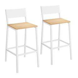 Tabourets de bar lot de 2 chaises hautes si&egrave;ges cuisine salle &agrave; manger style industriel beige 12_00