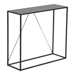 Table console acier 90 x 30 x 80 cm entr&eacute;e salon salle &agrave; manger noir 03_0010869