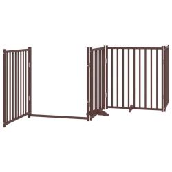 Barri&egrave;re de s&eacute;curit&eacute; pour chien animaux de compagnie avec porte pliable 6 panneaux bois peuplier ma