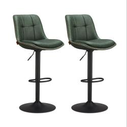 Tabourets de bar lot de 2 chaise de cuisine si&egrave;ge pivotant &agrave; hauteur r&eacute;glable matelass&eacute; en pu avec