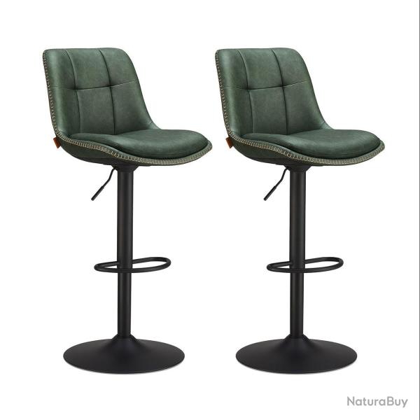 Tabourets de bar lot de 2 chaise de cuisine si�ge pivotant � hauteur r�glable matelass� en pu avec