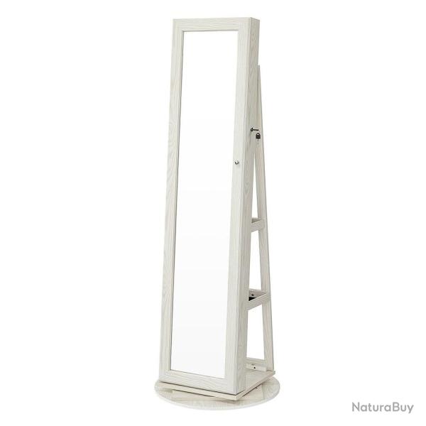 Armoire � bijoux pivotante � 360� avec grand miroir psych� organisateur de bijoux verrouillable ave