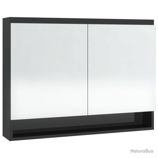 Armoire � miroir de salle de bain 80 x 15 x 60 cm MDF noir brillant 02_0006714