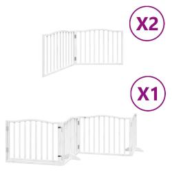 Barri&egrave;re de s&eacute;curit&eacute; pour chien animaux de compagnie porte pliable 8panneaux bois peuplier blanc 02